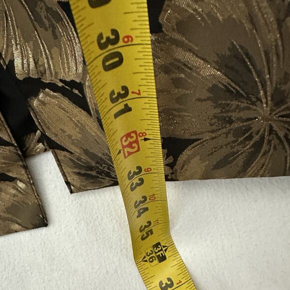 Chicos Metallic Floral Brocade Long Jacket Sz 3 Black Gold Evening Coat NWOT XL - Picture 13 of 15